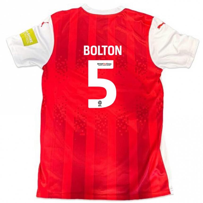 Kids Football James Bolton #5 Red White Home Jersey 2024/25 T-Shirt