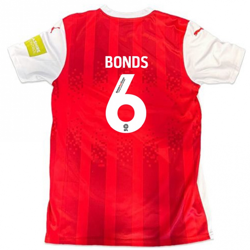 Kids Football Elliot Bonds #6 Red White Home Jersey 2024/25 T-Shirt