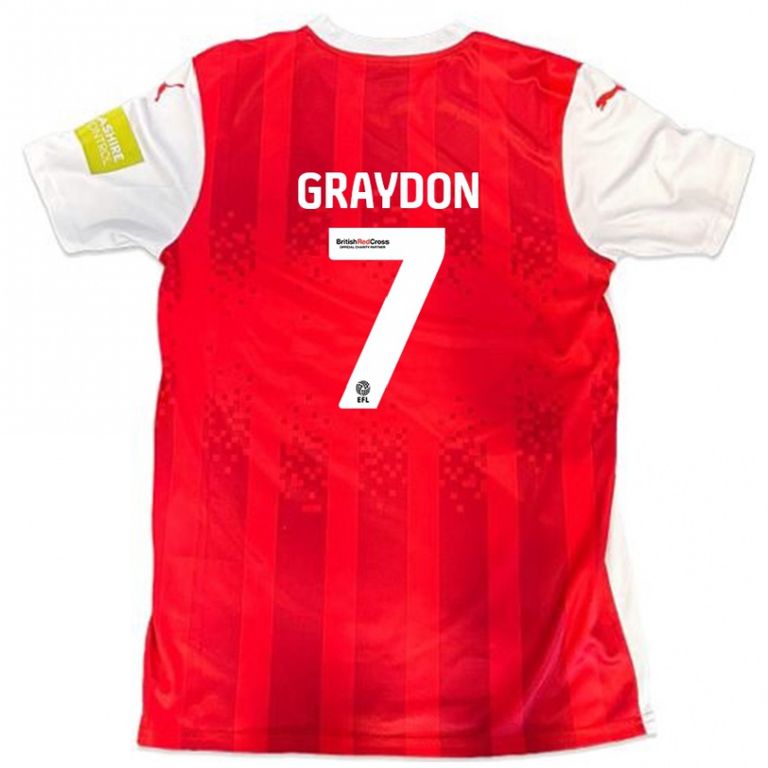 Kids Football Ryan Graydon #7 Red White Home Jersey 2024/25 T-Shirt