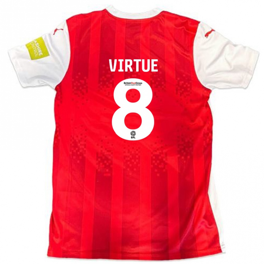 Kids Football Matty Virtue #8 Red White Home Jersey 2024/25 T-Shirt