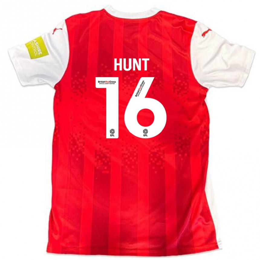 Kids Football Mackenzie Hunt #16 Red White Home Jersey 2024/25 T-Shirt