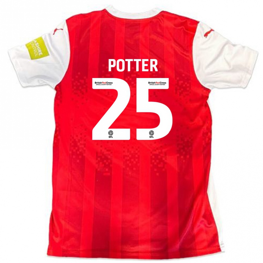 Kids Football Finley Potter #25 Red White Home Jersey 2024/25 T-Shirt