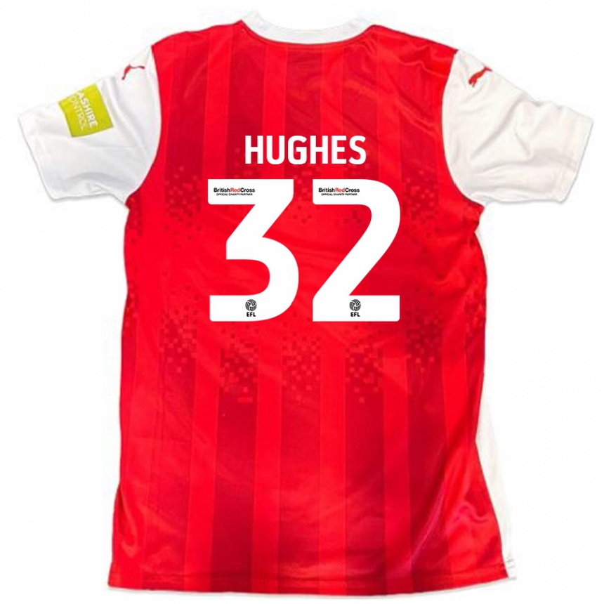 Kids Football Kayden Hughes #32 Red White Home Jersey 2024/25 T-Shirt