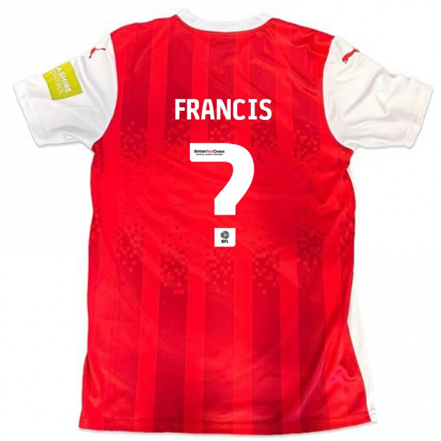 Kids Football Dannen Francis #0 Red White Home Jersey 2024/25 T-Shirt