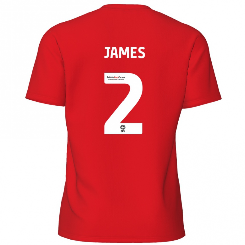 Kids Football Tom James #2 Red Home Jersey 2024/25 T-Shirt