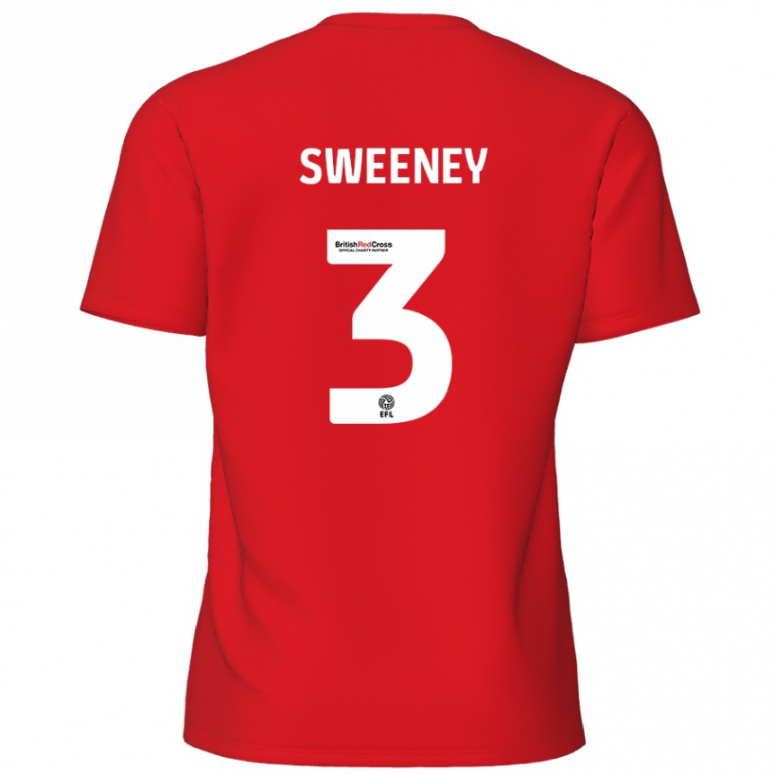 Kids Football Jayden Sweeney #3 Red Home Jersey 2024/25 T-Shirt