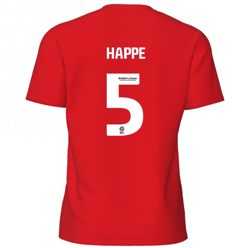 Kids Football Dan Happe #5 Red Home Jersey 2024/25 T-Shirt