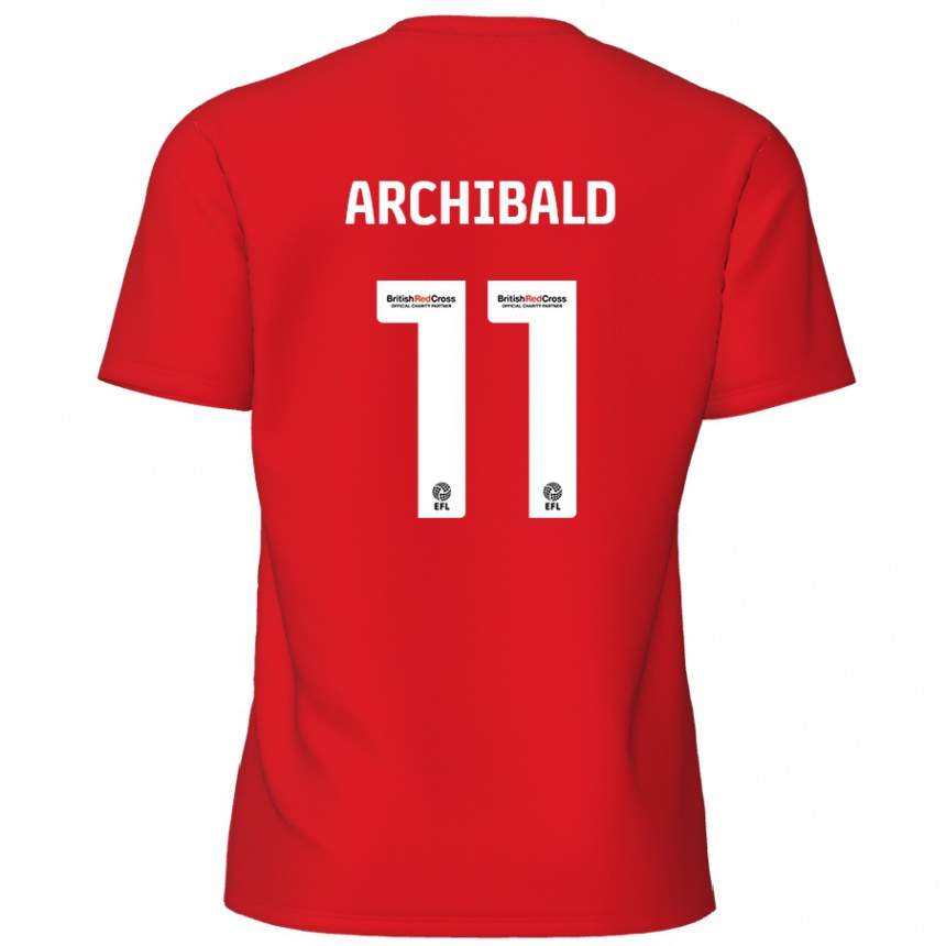 Kids Football Theo Archibald #11 Red Home Jersey 2024/25 T-Shirt