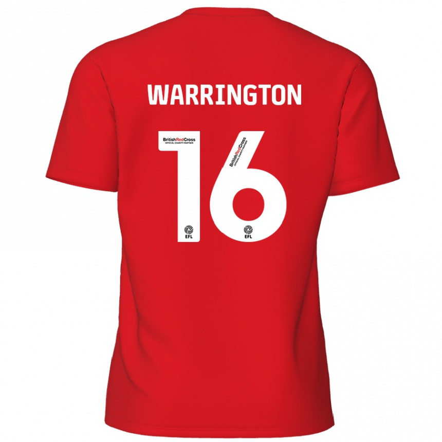 Kids Football Lewis Warrington #16 Red Home Jersey 2024/25 T-Shirt