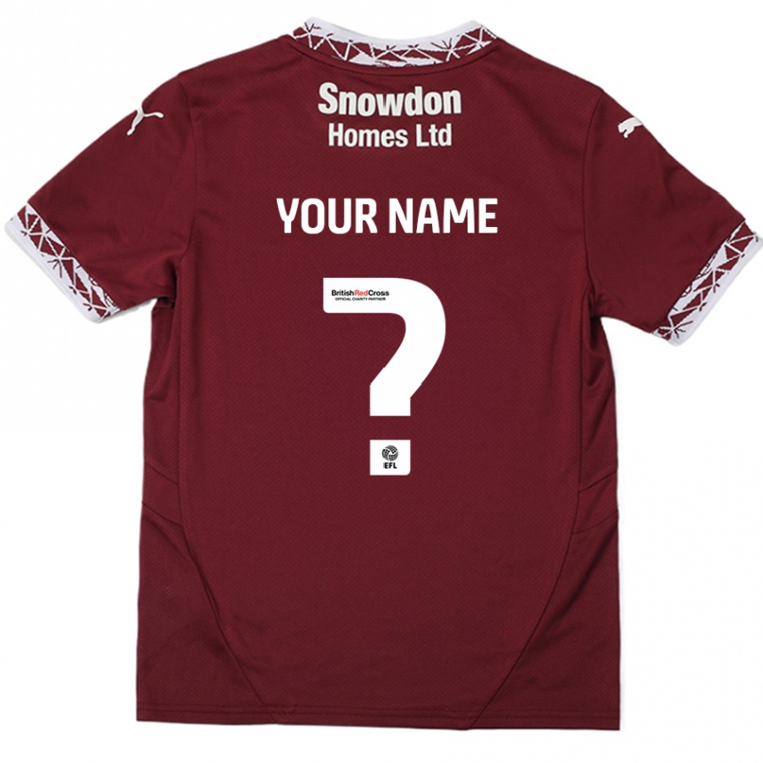 Kids Football Your Name #0 Burgundy Home Jersey 2024/25 T-Shirt