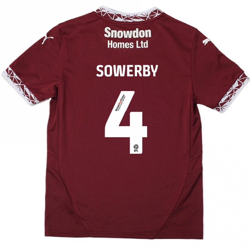 Kids Football Jack Sowerby #4 Burgundy Home Jersey 2024/25 T-Shirt