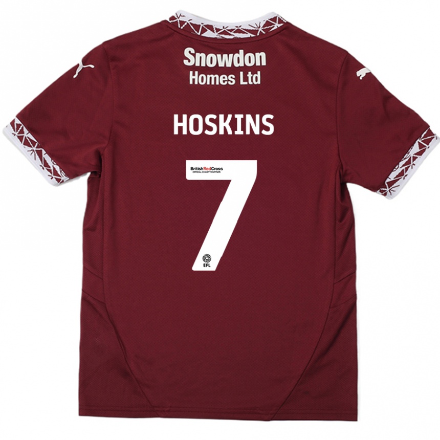 Kids Football Sam Hoskins #7 Burgundy Home Jersey 2024/25 T-Shirt