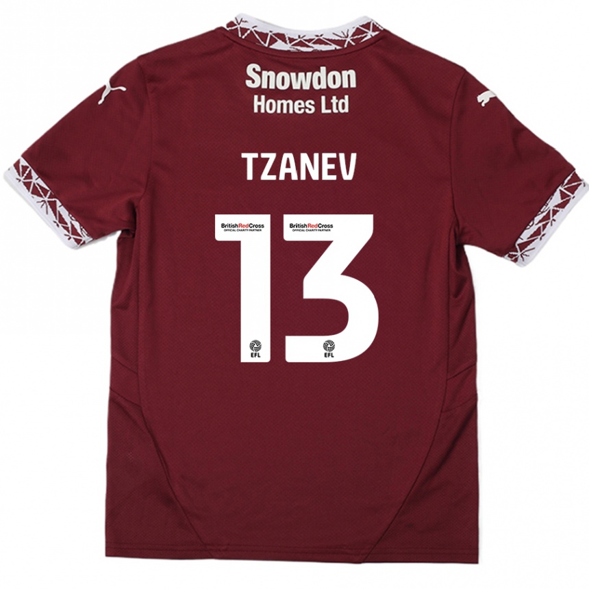 Kids Football Nik Tzanev #13 Burgundy Home Jersey 2024/25 T-Shirt