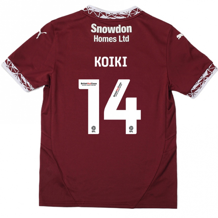 Kids Football Ali Koiki #14 Burgundy Home Jersey 2024/25 T-Shirt