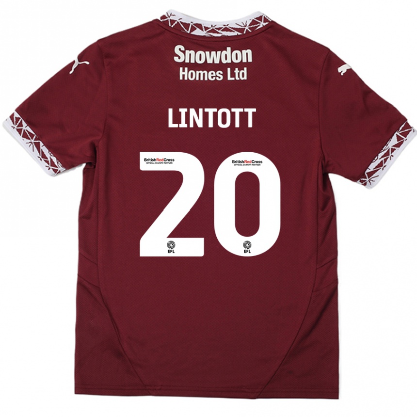 Kids Football Harvey Lintott #20 Burgundy Home Jersey 2024/25 T-Shirt