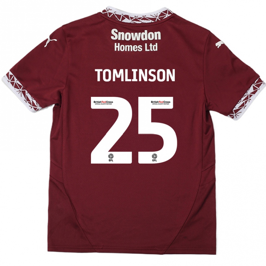 Kids Football Josh Tomlinson #25 Burgundy Home Jersey 2024/25 T-Shirt