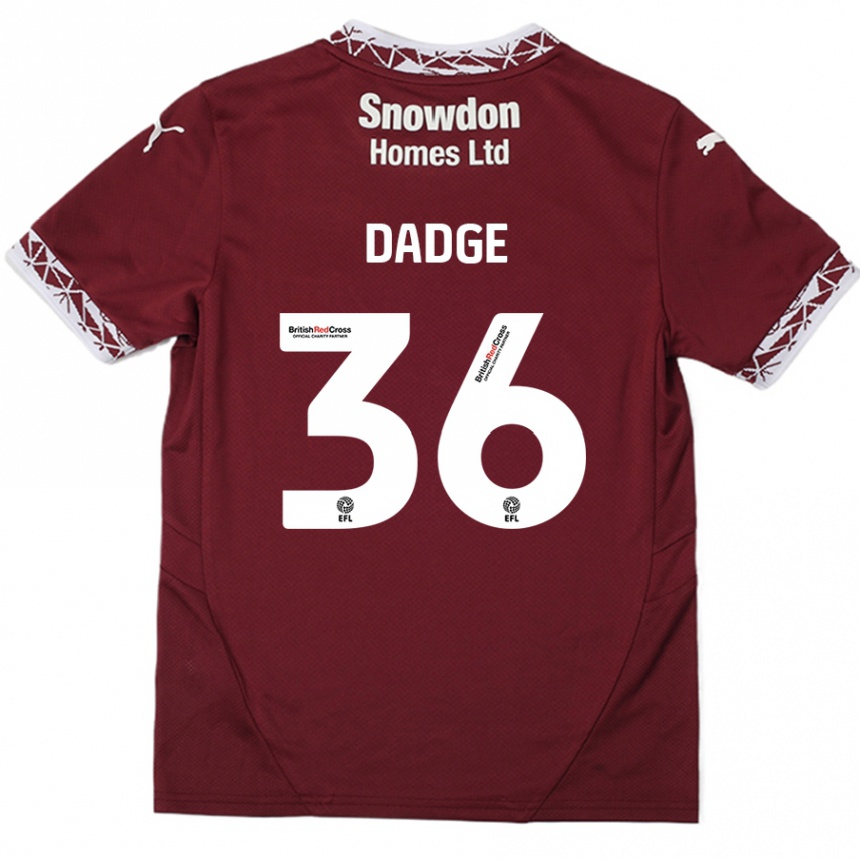 Kids Football James Dadge #36 Burgundy Home Jersey 2024/25 T-Shirt