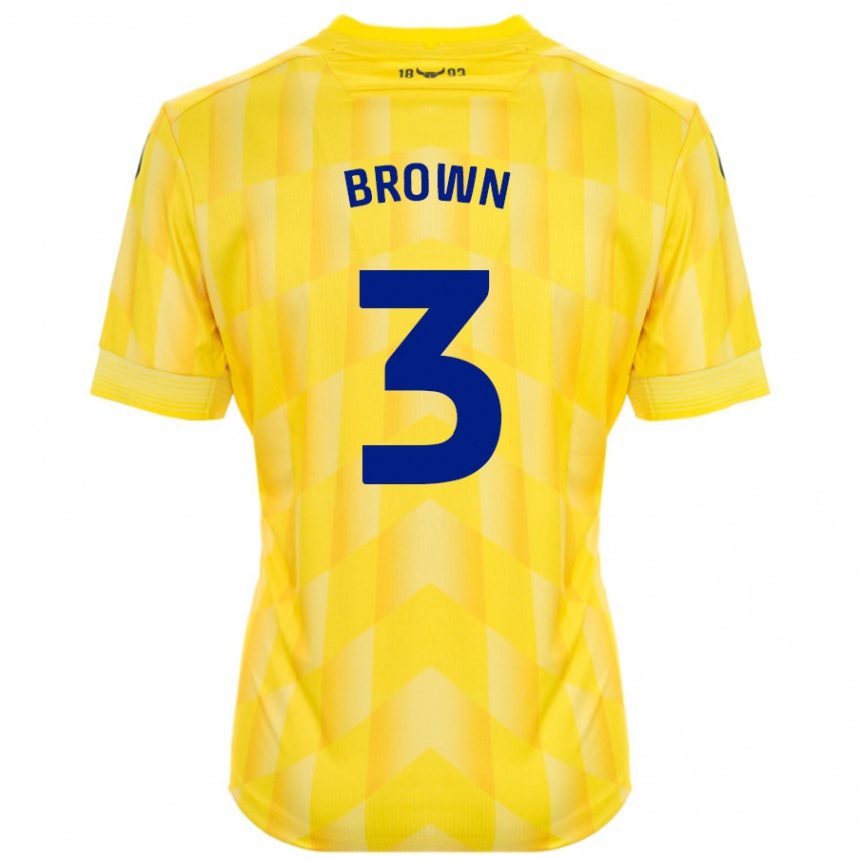 Kids Football Ciaron Brown #3 Yellow Home Jersey 2024/25 T-Shirt