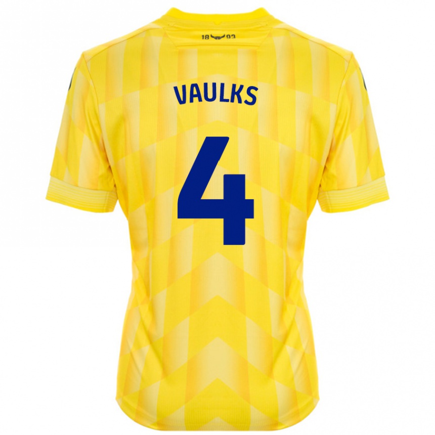 Kids Football Will Vaulks #4 Yellow Home Jersey 2024/25 T-Shirt