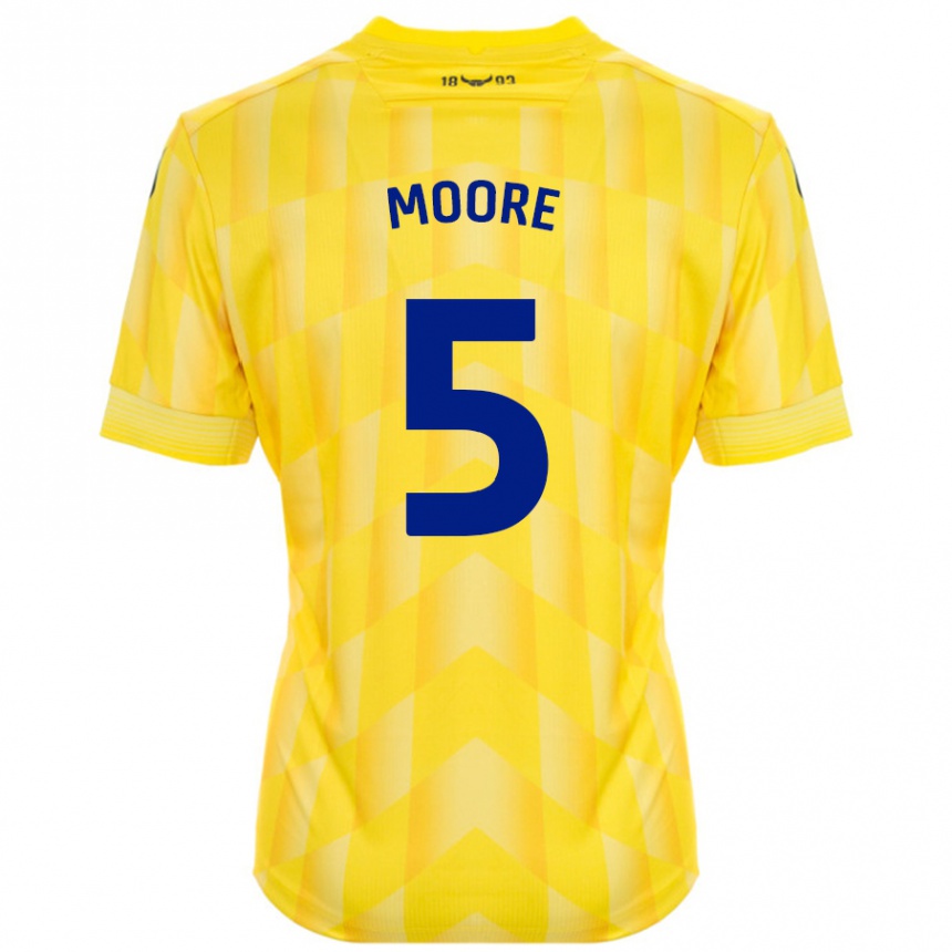 Kids Football Elliott Moore #5 Yellow Home Jersey 2024/25 T-Shirt