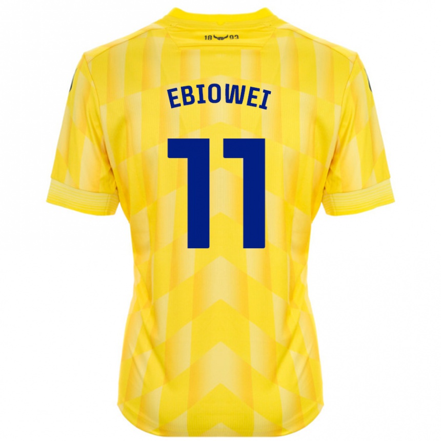 Kids Football Malcolm Ebiowei #11 Yellow Home Jersey 2024/25 T-Shirt