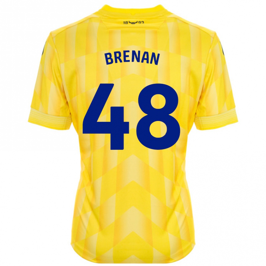 Kids Football Tobias Brenan #48 Yellow Home Jersey 2024/25 T-Shirt