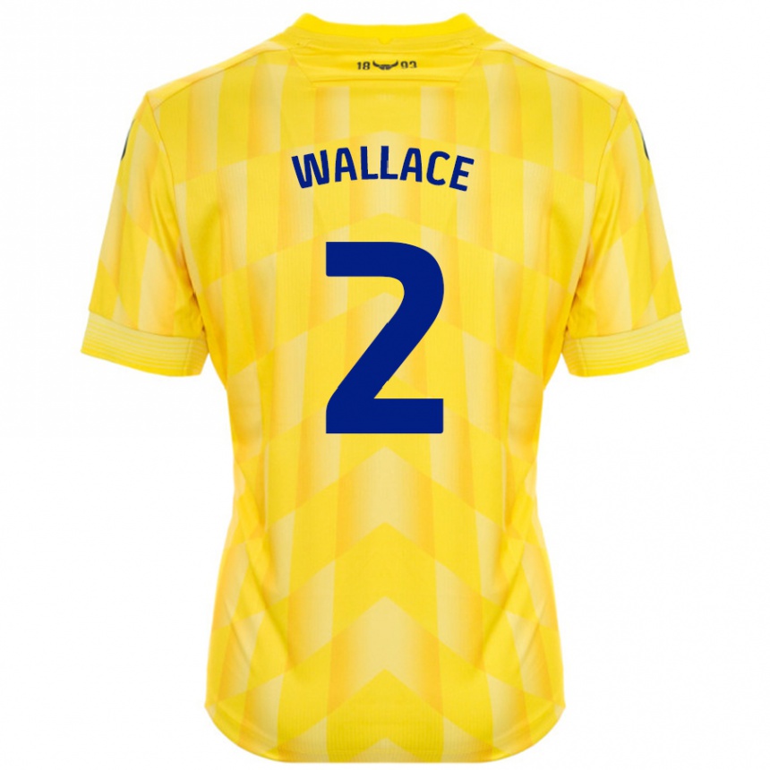 Kids Football Emily Wallace #2 Yellow Home Jersey 2024/25 T-Shirt