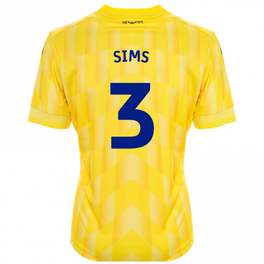 Kids Football Gemma Sims #3 Yellow Home Jersey 2024/25 T-Shirt