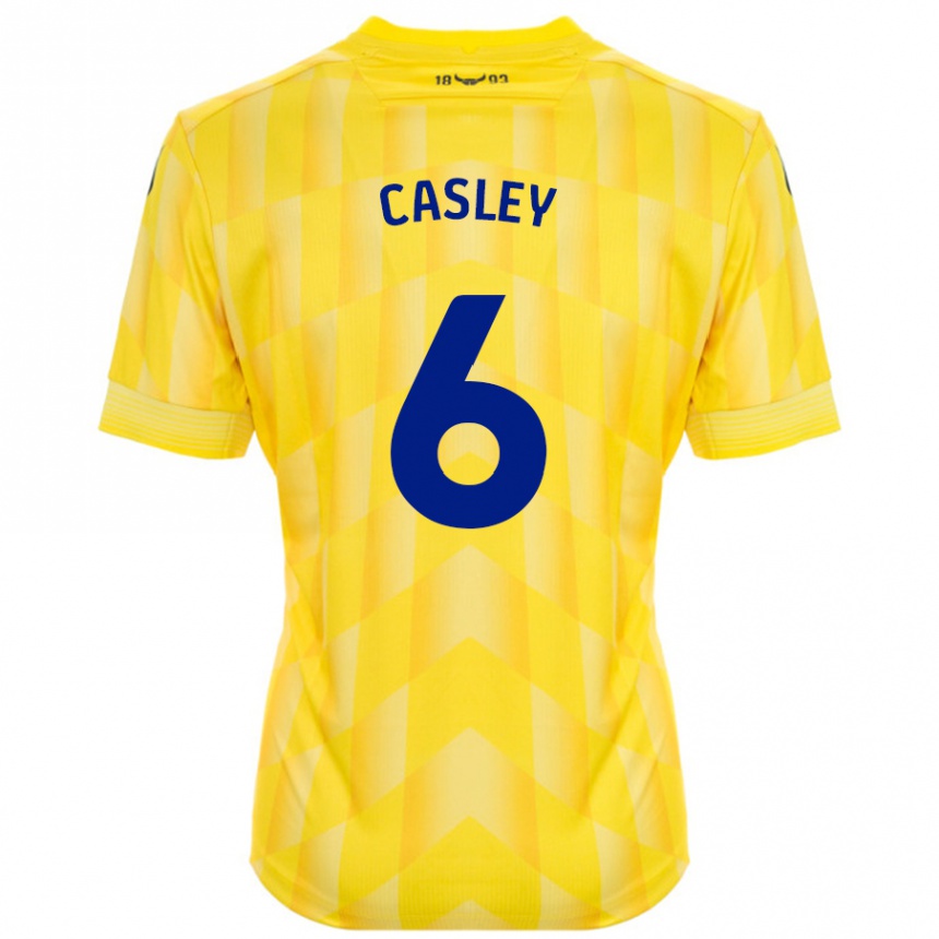 Kids Football Riva Casley #6 Yellow Home Jersey 2024/25 T-Shirt