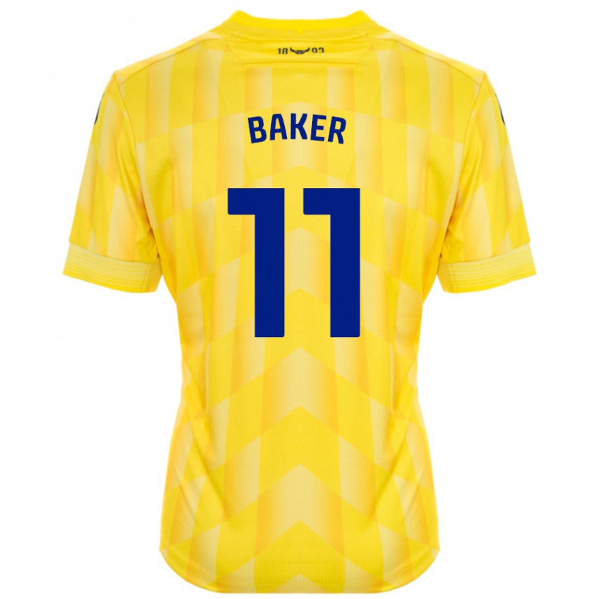 Kids Football Sophie Baker #11 Yellow Home Jersey 2024/25 T-Shirt