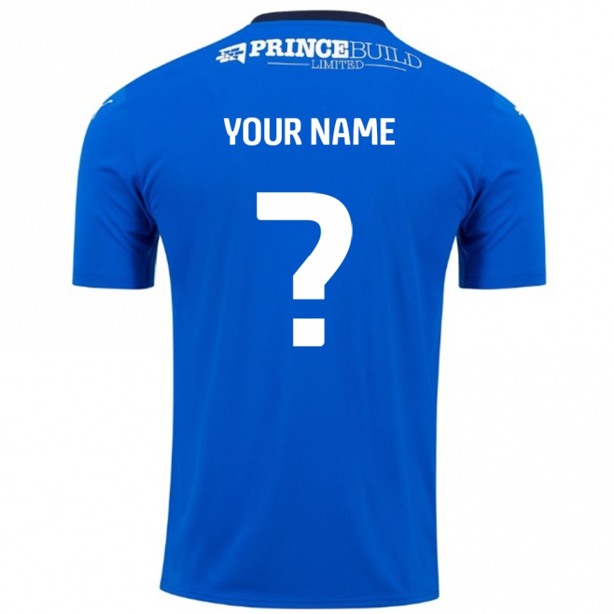 Kids Football Your Name #0 Blue White Home Jersey 2024/25 T-Shirt