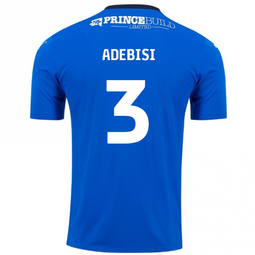 Kids Football Rio Adebisi #3 Blue White Home Jersey 2024/25 T-Shirt