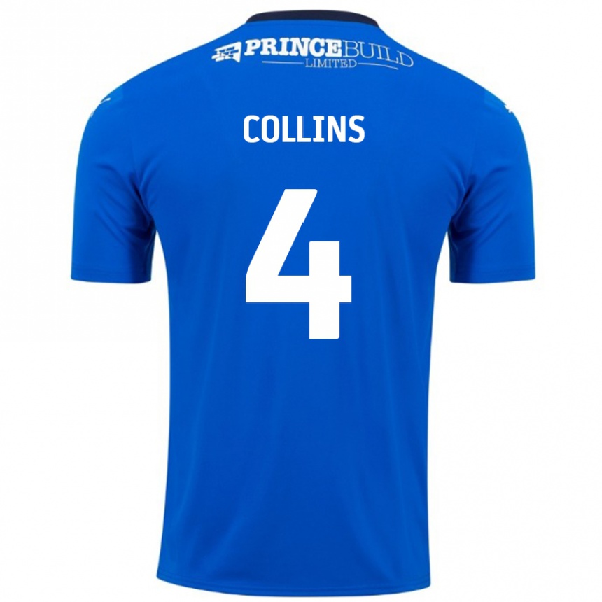 Kids Football Archie Collins #4 Blue White Home Jersey 2024/25 T-Shirt