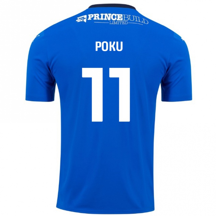 Kids Football Kwame Poku #11 Blue White Home Jersey 2024/25 T-Shirt