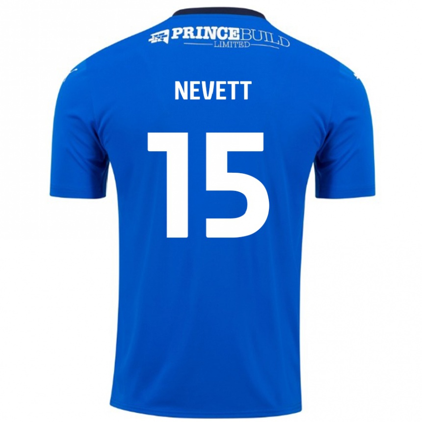 Kids Football George Nevett #15 Blue White Home Jersey 2024/25 T-Shirt