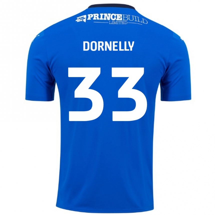 Kids Football James Dornelly #33 Blue White Home Jersey 2024/25 T-Shirt