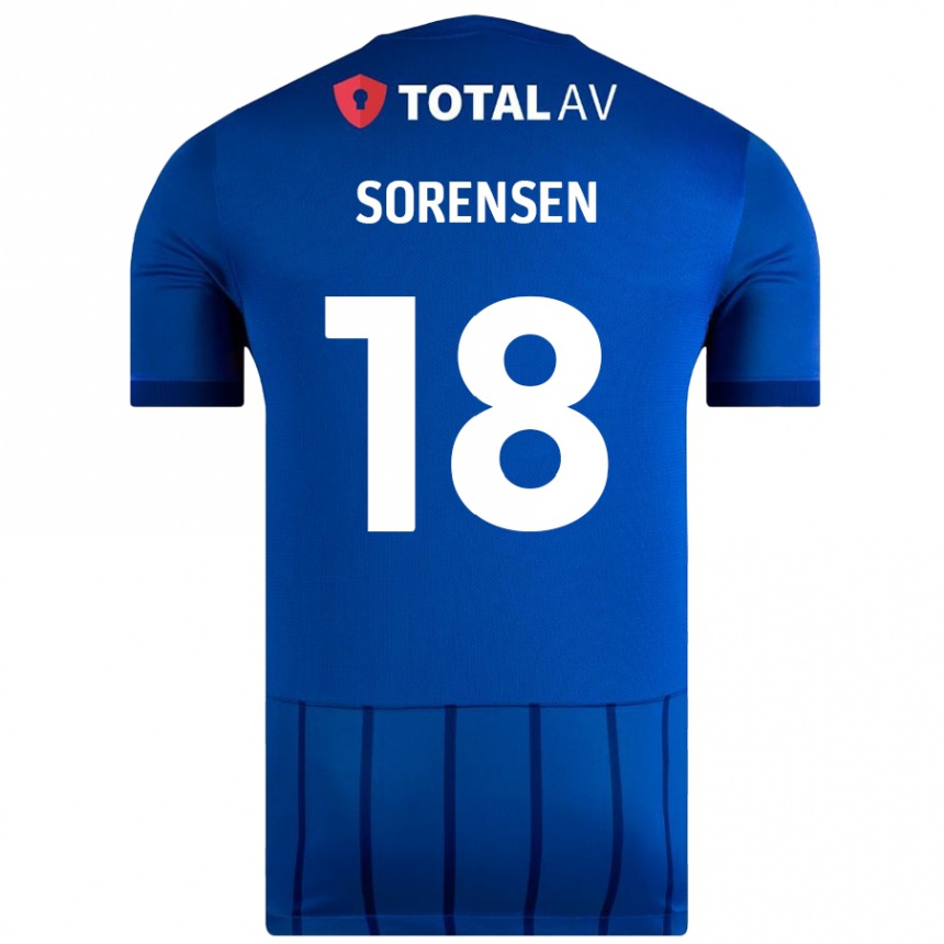 Kids Football Elias Sørensen #18 Blue Home Jersey 2024/25 T-Shirt