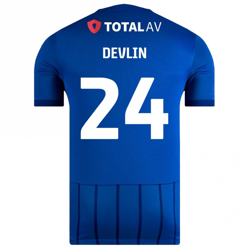 Kids Football Terry Devlin #24 Blue Home Jersey 2024/25 T-Shirt