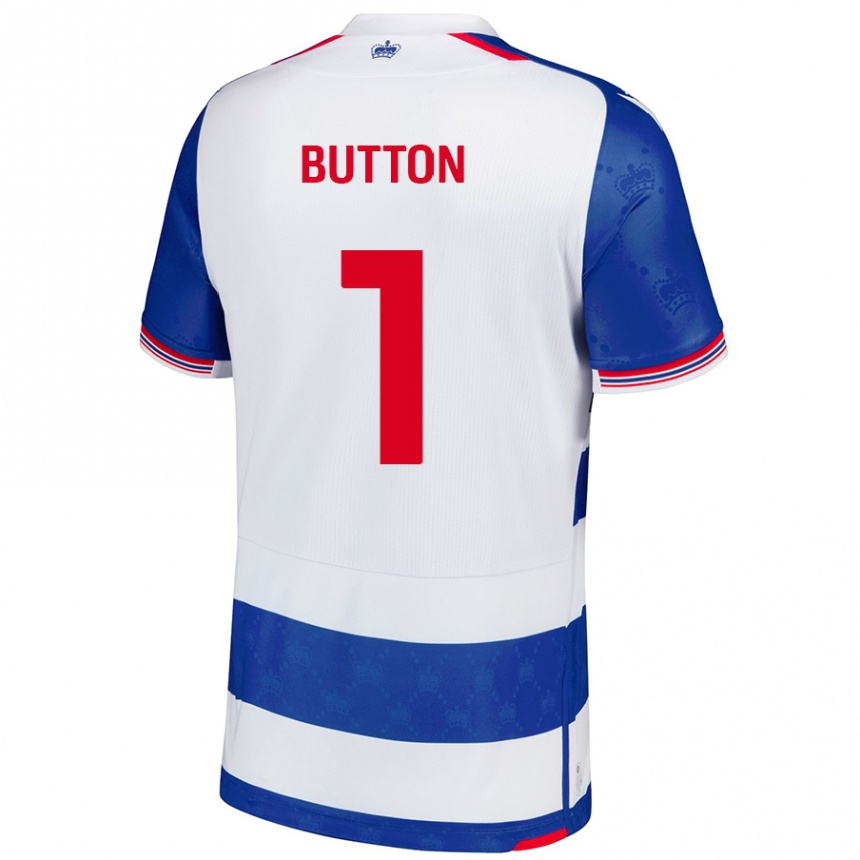 Kids Football David Button #1 Blue White Home Jersey 2024/25 T-Shirt