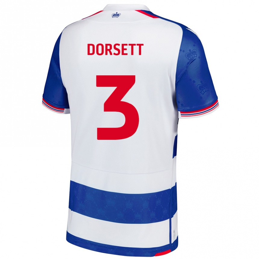 Kids Football Jeriel Dorsett #3 Blue White Home Jersey 2024/25 T-Shirt