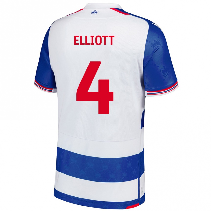 Kids Football Ben Elliott #4 Blue White Home Jersey 2024/25 T-Shirt