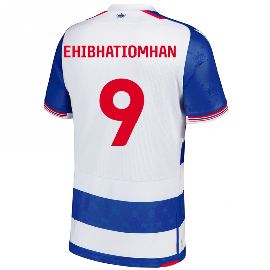 Kids Football Kelvin Ehibhatiomhan #9 Blue White Home Jersey 2024/25 T-Shirt