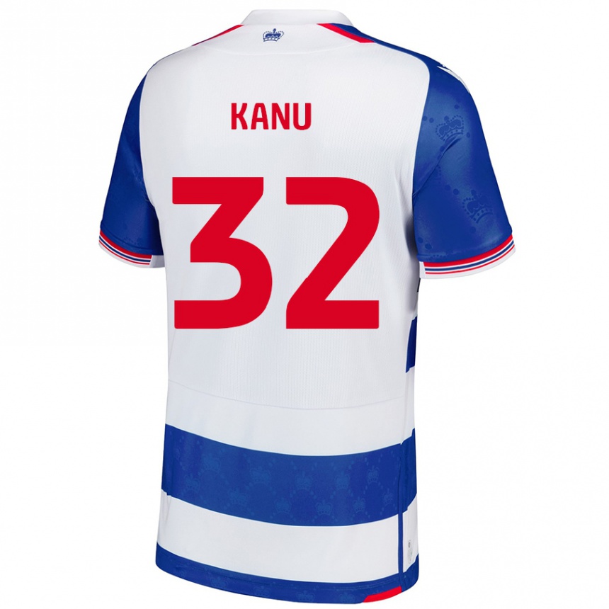 Kids Football Abraham Kanu #32 Blue White Home Jersey 2024/25 T-Shirt