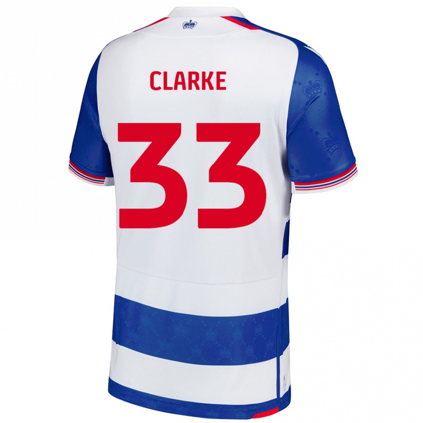 Kids Football John Clarke #33 Blue White Home Jersey 2024/25 T-Shirt