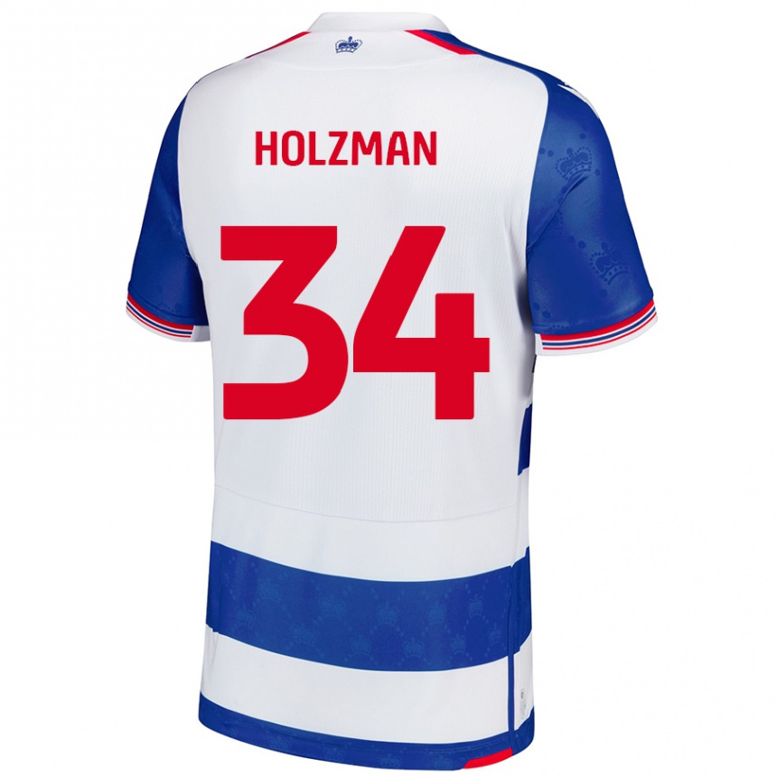 Kids Football Louie Holzman #34 Blue White Home Jersey 2024/25 T-Shirt