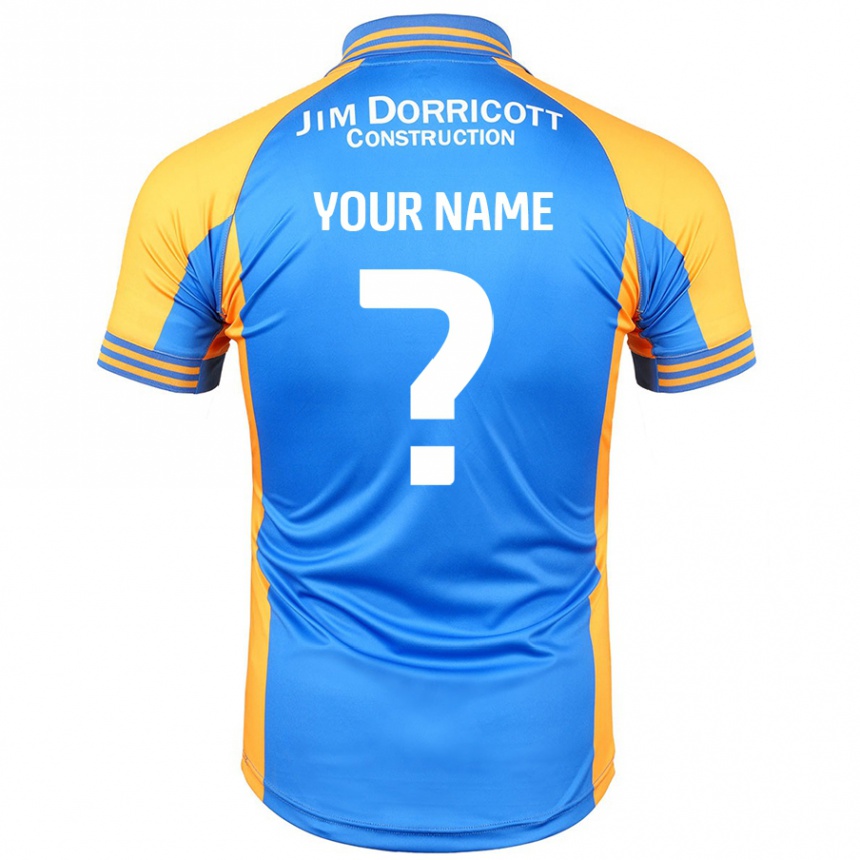 Kids Football Your Name #0 Blue Amber Home Jersey 2024/25 T-Shirt