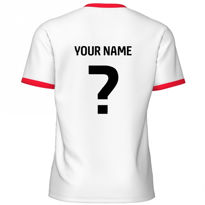 Kids Football Your Name #0 White Red Home Jersey 2024/25 T-Shirt