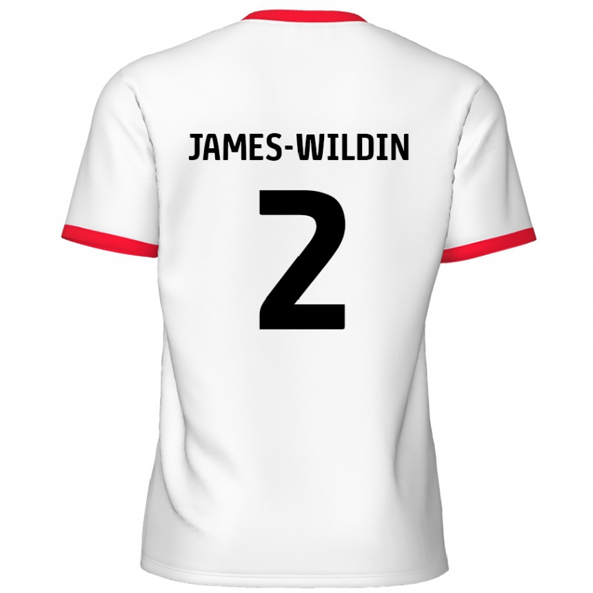 Kids Football Luther James-Wildin #2 White Red Home Jersey 2024/25 T-Shirt