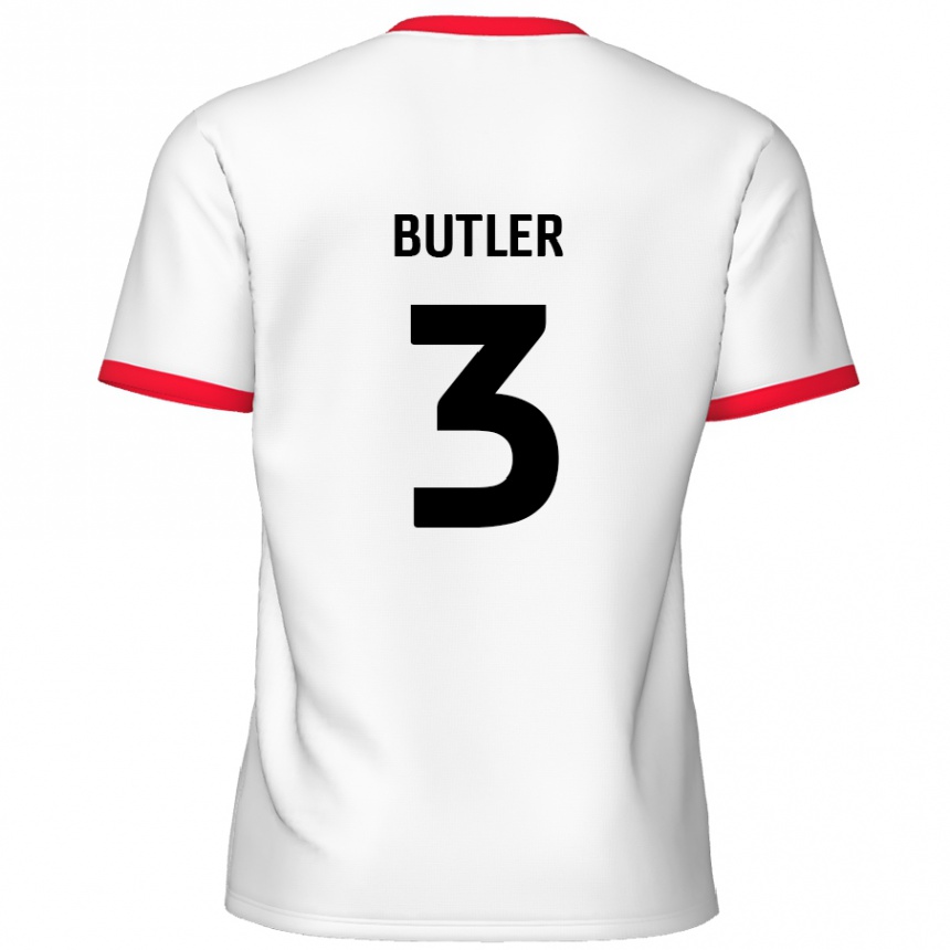 Kids Football Dan Butler #3 White Red Home Jersey 2024/25 T-Shirt