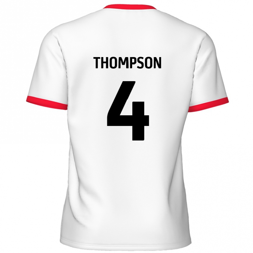 Kids Football Nathan Thompson #4 White Red Home Jersey 2024/25 T-Shirt